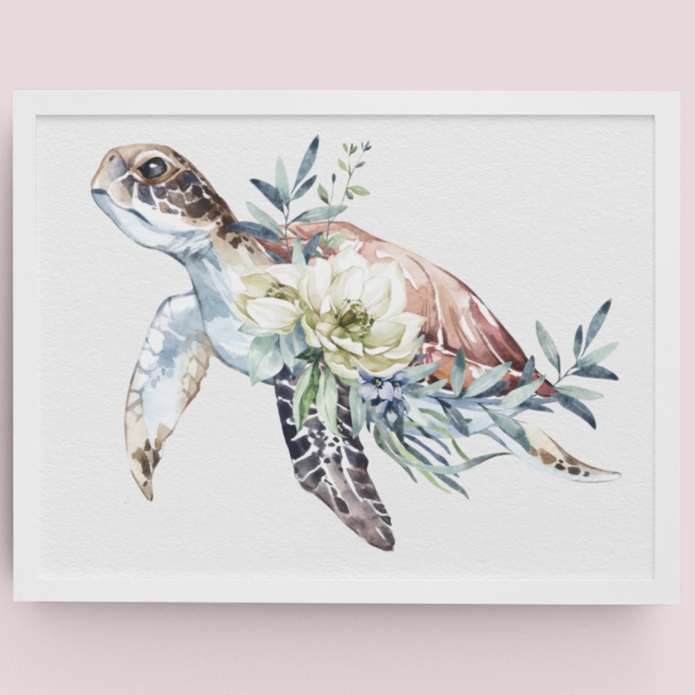 Wall Art Watercolor Sea Turtle Print Poster Unframed - Picture 3 of 15